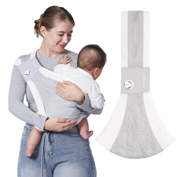 Baby Sling Carrier 8-30 lbs, Newborn Nursing, Toddler Carrier with Safety Buckle, Knob Tech Baby Closer, Adjustable Shoulder Strap, Portable and Lightweight (Gray)