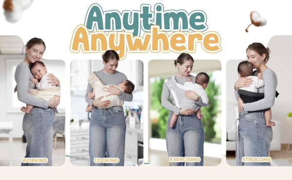Baby Sling Carrier 8-30 lbs, Newborn Nursing, Toddler Carrier with Safety Buckle, Knob Tech Baby Closer, Adjustable Shoulder Strap, Portable and Lightweight (Gray)