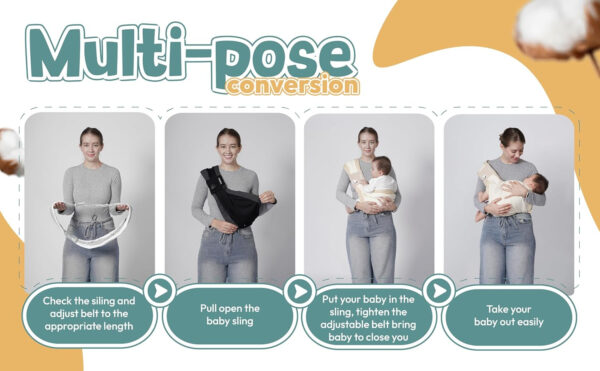 Baby Sling Carrier 8-30 lbs, Newborn Nursing, Toddler Carrier with Safety Buckle, Knob Tech Baby Closer, Adjustable Shoulder Strap, Portable and Lightweight (Gray)