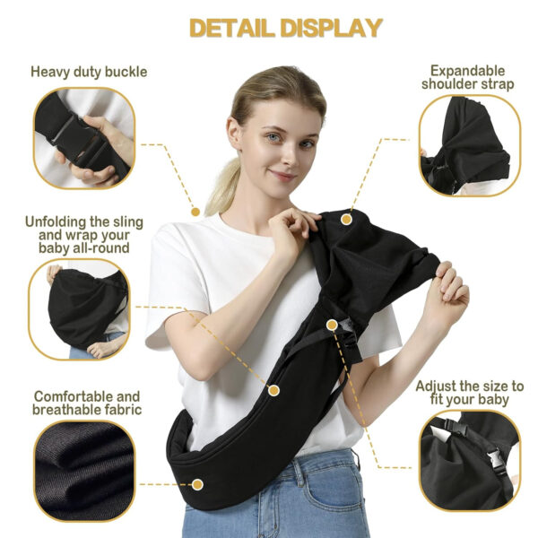 688a6b091efd6aa0581a37e10915b3a9a567a5d7e8c8b01374cf3.jpg Baby Sling Carrier, Toddler Sling Toddler Carrier with Wide Shoulder Strap, Lightweight Baby Carriers Newborn to Toddler Infant Wrap Carriers Perfect for Mom and Dad, Black