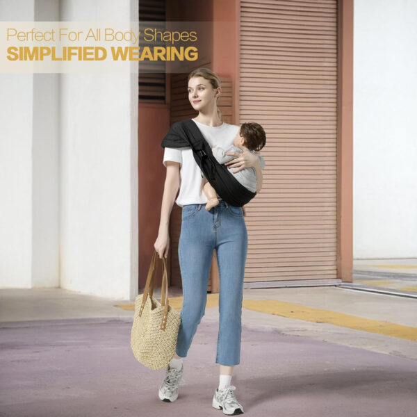 688a6b196cee275d565a6e271d126f7730334796be0f04dfdeba7.jpg Baby Sling Carrier, Toddler Sling Toddler Carrier with Wide Shoulder Strap, Lightweight Baby Carriers Newborn to Toddler Infant Wrap Carriers Perfect for Mom and Dad, Black