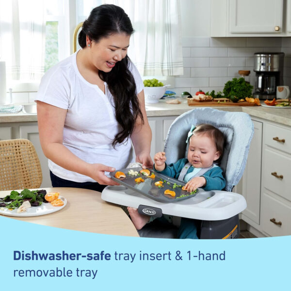 Graco Slim Snacker High Chair, Ultra Slim, Fast-Folding, Multiple Recline Positions, Comfortable Feeding, Whisk