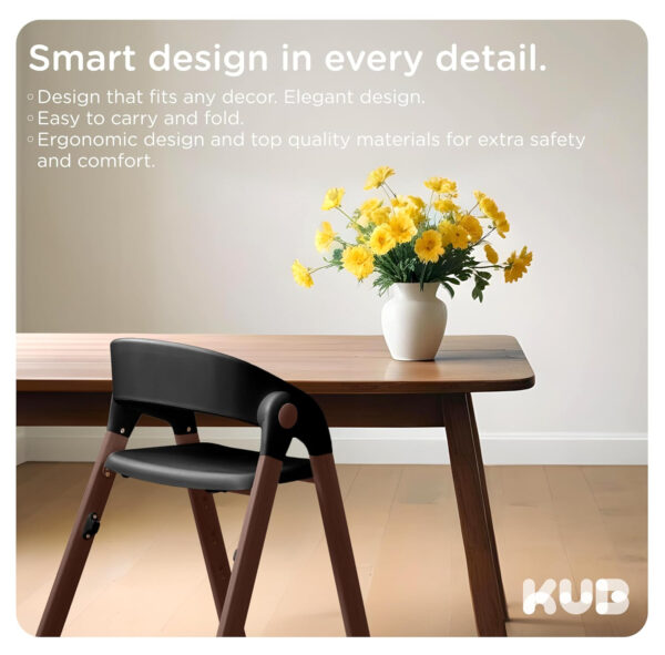 High Chair for Babies and Toddlers Adjustable Foldable Convertible 5 Point Harness Easy Clean Wood-Printed Metal with Removable Tray Baby Highchair for Family (Black&Walnut Wood-Printed Metal)