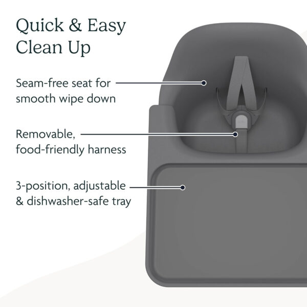 UPPAbaby Ciro High Chair/Sleek, Easy-to-Clean Design/Perfect-Fit Tray to Bring Baby to Table/Patent-Pending Harness/Dual-Position, 180-Degree Rotating Footrest/Chloe (Grey/Rubberwood)