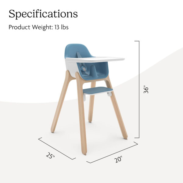 UPPAbaby Ciro High Chair/Sleek, Easy-to-Clean Design/Perfect-Fit Tray to Bring Baby to Table/Patent-Pending Harness/Dual-Position, 180-Degree Rotating Footrest/Chloe (Grey/Rubberwood)