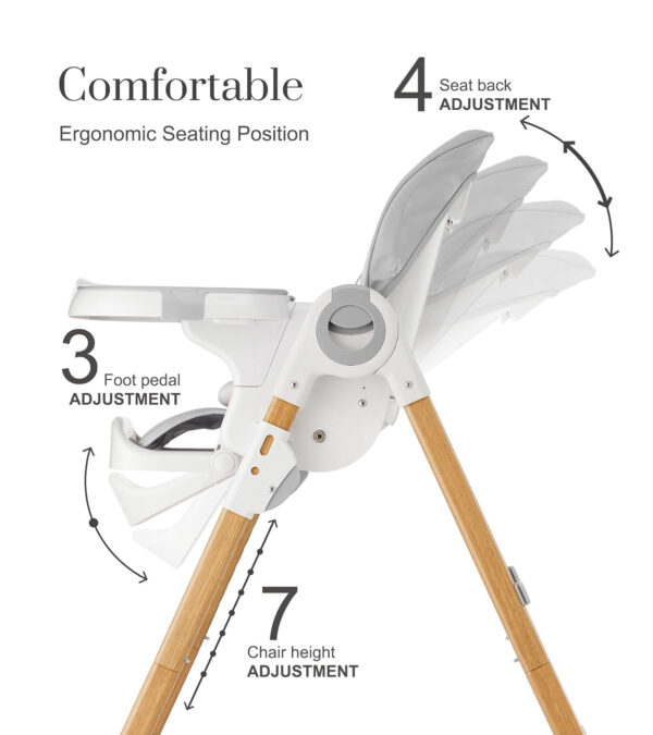 Convertible High Chairs for Babies and Toddlers, Height Adjustable Baby High Chair, High Chair with Removable Tray, Adjustable Backrest and Pedal, Portable Baby Dinning Chair with Lockable Wheels