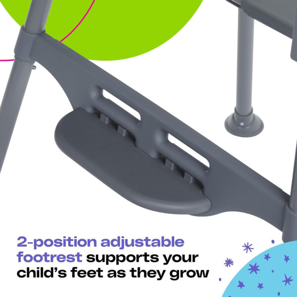 Cosco Kids Canteen High Chair Lightweight Portable Baby Feeding Chair with Adjustable Tray, Easy to Clean, Kitchen or Dining Use, Toddlers Up to 33 lbs, Mono Black