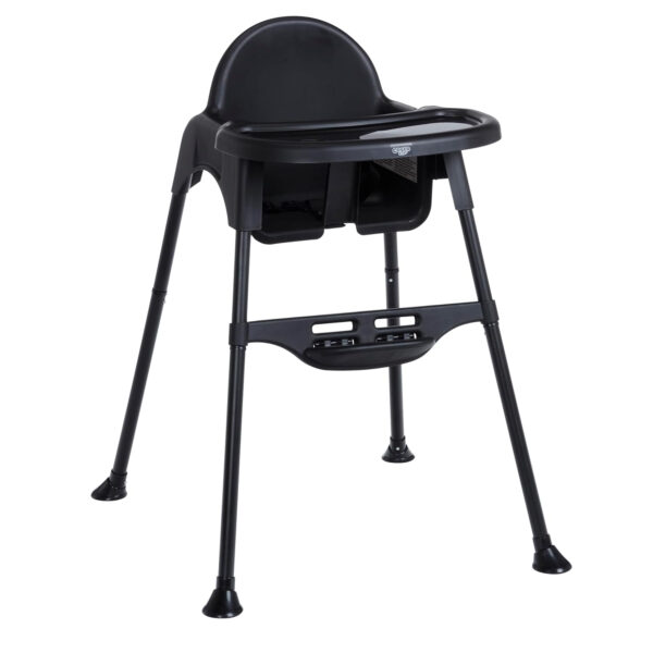 Cosco Kids Canteen High Chair Lightweight Portable Baby Feeding Chair with Adjustable Tray, Easy to Clean, Kitchen or Dining Use, Toddlers Up to 33 lbs, Mono Black
