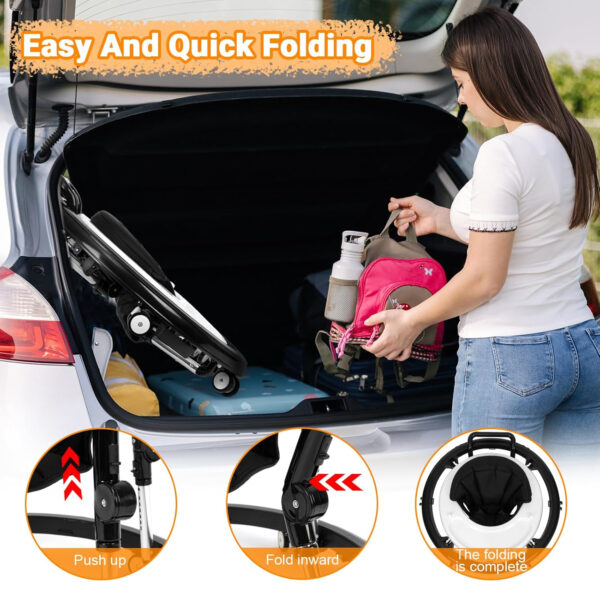 Music and Lights Baby Walker Foldable with 9 Adjustable Heights, Baby Walker with Wheels Portable, Infant Toddler Walker for Baby Boy Girls 6-18 Months