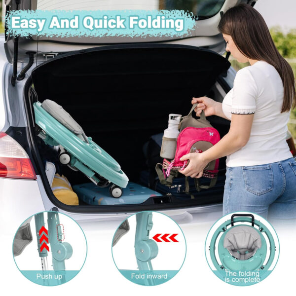 Music and Lights Baby Walker Foldable with 9 Adjustable Heights, Baby Walker with Wheels Portable, Infant Toddler Walker for Baby Boy Girls 6-18 Months