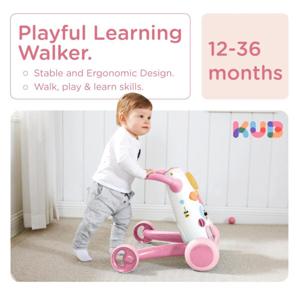 KÜB Montessori Baby Walker - Interactive Push Toy for Toddlers Learning to Walk with Soft Music & Lights, Adjustable Speed & Non-Slip Wheels, Educational Activity Center