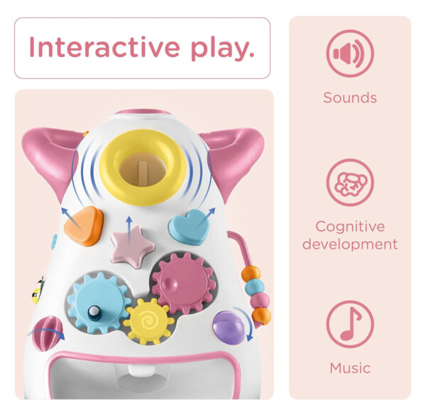 KÜB Montessori Baby Walker - Interactive Push Toy for Toddlers Learning to Walk with Soft Music & Lights, Adjustable Speed & Non-Slip Wheels, Educational Activity Center