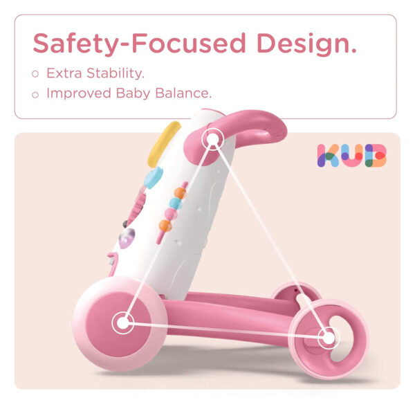 KÜB Montessori Baby Walker - Interactive Push Toy for Toddlers Learning to Walk with Soft Music & Lights, Adjustable Speed & Non-Slip Wheels, Educational Activity Center