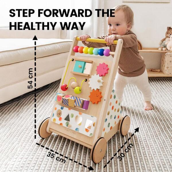 Tiny Land Baby Push Walker, Wooden Baby Walker for Girls, Adjustable Speed Walkers for Baby Boys, Montessori Walker Toy, Baby Activity Center, Push Toys for Kids Development (Morandi)