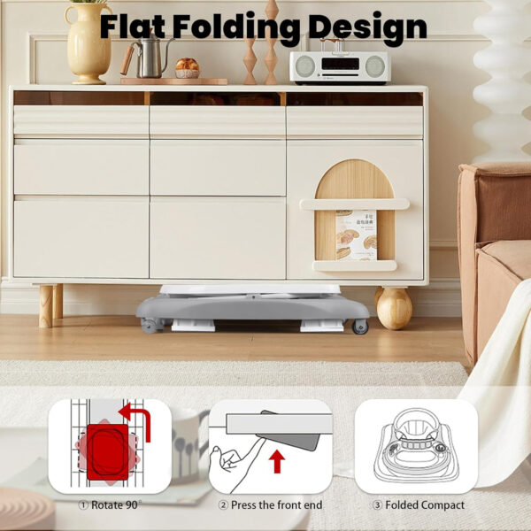 Baby Walker, 5-in-1 Baby Walkers for Boys and Girls 6-12 Months with Bouncer, Removable Footrest, Feeding Tray & Music, Foldable & Adjustable Activity Walker for 6-18 Months Toddler Infant