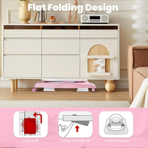 Baby Walker, 5-in-1 Baby Walkers for Boys and Girls 6-12 Months with Bouncer, Removable Footrest, Feeding Tray & Music, Foldable & Adjustable Activity Walker for 6-18 Months Toddler Infant