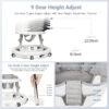 Baby Walker Foldable with 9 Adjustable Heights, Baby Walker with Wheels Portable, Infant Toddler Walker for Baby Boy Girls 6-18 Months
