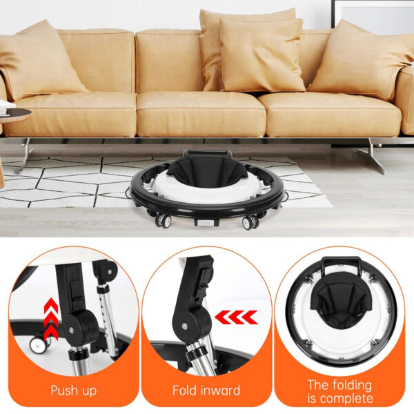 Baby Walker Foldable with 9 Adjustable Heights, Baby Walker with Wheels Portable, Infant Toddler Walker for Baby Boy Girls 6-18 Months