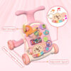 QDRAGON 3 in 1 Baby Walker and Activity Center for Girl, Learning to Walk, Sit to Stand, Early Educational Push Toys with Music Panel for Infant Toddler 12+ Months Pink