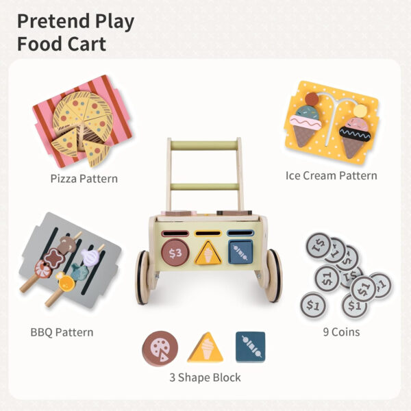 Wooden Baby Walker with Wheels, Baby Walker for Boys 6-12 Months Push Toy, Montessori Walking Toys for 1 Year Old Activity Center