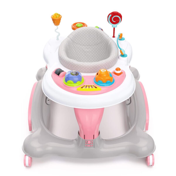 Storkcraft 3-in-1 Activity Walker and Rocker with Jumping Board Feeding Tray, Interactive Toy Tray for Toddlers Infants, Blue/Gray