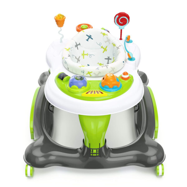 Storkcraft 3-in-1 Activity Walker and Rocker with Jumping Board Feeding Tray, Interactive Toy Tray for Toddlers Infants, Blue/Gray