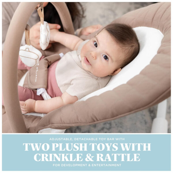 Baby Delight Aura Deluxe | Portable Baby Bouncer for Infants | Baby Rocker | Quilted Charcoal Tweed