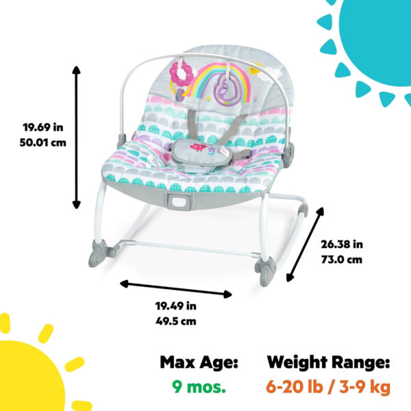Bright Starts Wild Vibes Infant to Toddler Rocker with Vibrations, Unisex, Newborn +