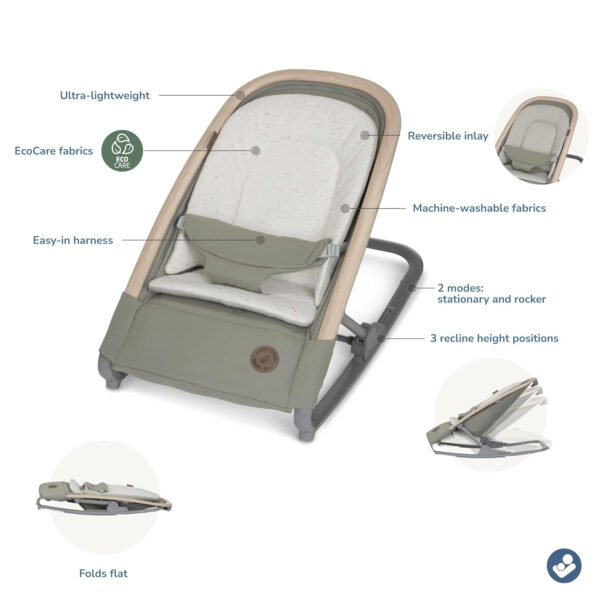 Maxi-Cosi Kori 2-in-1 Baby Bouncer Seat for Infants, Baby Rocker Chair, Portable Baby Bouncer, Classic Slate