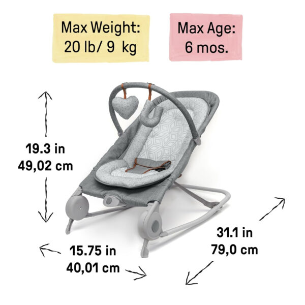 Summer Infant 2-in-1 Bouncer & Rocker Duo (Heather Gray) Convenient and Portable Rocker and Bouncer for Babies Includes Soft Toys and Soothing Vibrations