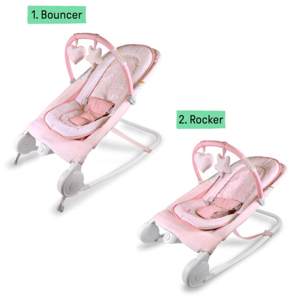 Summer Infant 2-in-1 Bouncer & Rocker Duo (Heather Gray) Convenient and Portable Rocker and Bouncer for Babies Includes Soft Toys and Soothing Vibrations