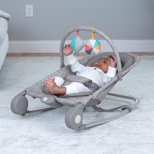 Summer Infant 2-in-1 Bouncer & Rocker Duo (Heather Gray) Convenient and Portable Rocker and Bouncer for Babies Includes Soft Toys and Soothing Vibrations