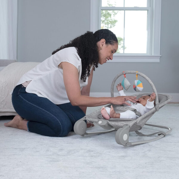 Summer Infant 2-in-1 Bouncer & Rocker Duo (Heather Gray) Convenient and Portable Rocker and Bouncer for Babies Includes Soft Toys and Soothing Vibrations
