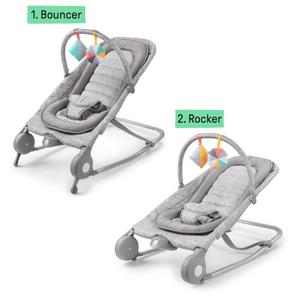 Summer Infant 2-in-1 Bouncer & Rocker Duo (Heather Gray) Convenient and Portable Rocker and Bouncer for Babies Includes Soft Toys and Soothing Vibrations