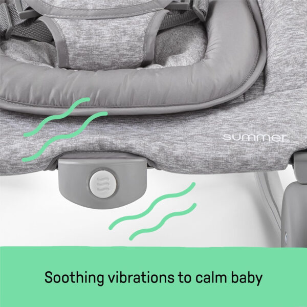 Summer Infant 2-in-1 Bouncer & Rocker Duo (Heather Gray) Convenient and Portable Rocker and Bouncer for Babies Includes Soft Toys and Soothing Vibrations
