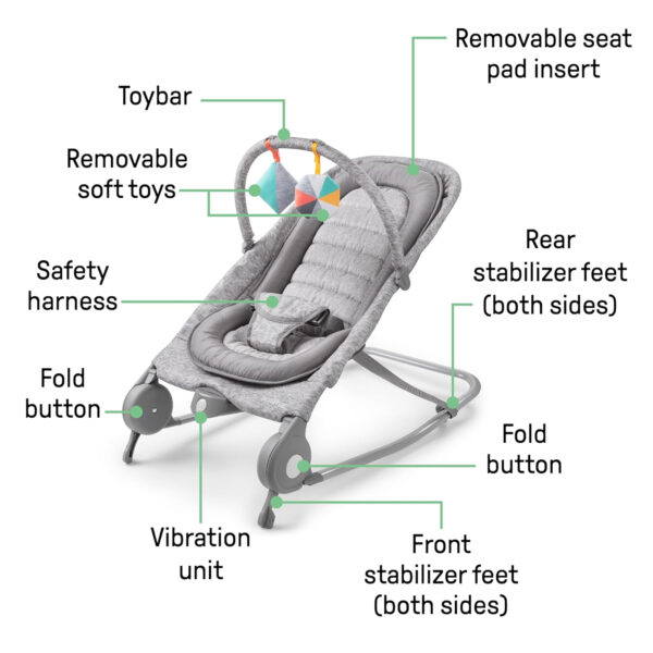 Summer Infant 2-in-1 Bouncer & Rocker Duo (Heather Gray) Convenient and Portable Rocker and Bouncer for Babies Includes Soft Toys and Soothing Vibrations
