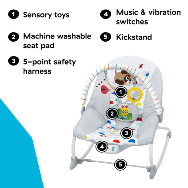 Baby Einstein Deans Discovery Spot Musical Infant to Toddler Rocker, with Vibrations, Ages 0 Months and Up