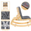 MallBest 3-in-1 Baby Bouncer Adjustable Wooden Rocker Chair Recliner with Removable Cushion and Seat Belt for Infant to Toddler (Grey)