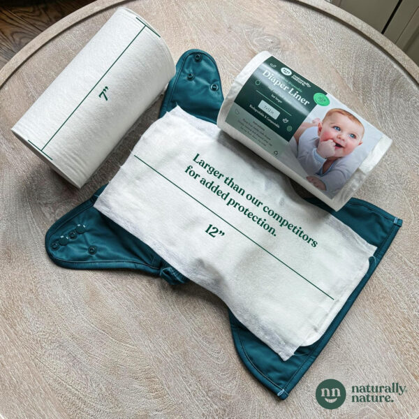 Naturally Nature Disposable Cloth Diaper Liners, Unscented, Fragrance-Free, Chlorine Free Diaper Inserts - 200 Count - (2 Rolls, 100 Sheets per Roll)