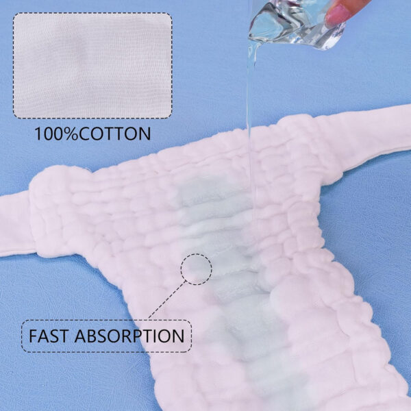 Max Shape 6 Pack Wearable Cotton Cloth Dipper Pants for Baby Girls and Boys,Adjustable Cotton Diaper 13 Layers