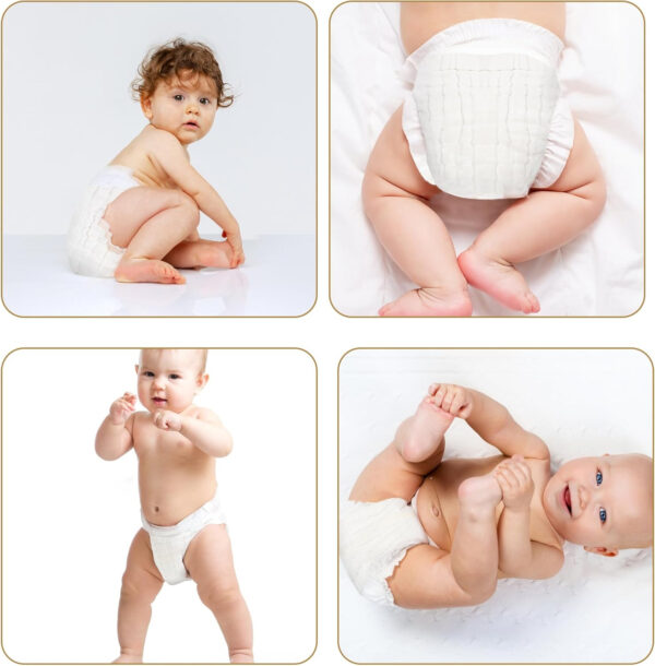 Max Shape 6 Pack Wearable Cotton Cloth Dipper Pants for Baby Girls and Boys,Adjustable Cotton Diaper 13 Layers