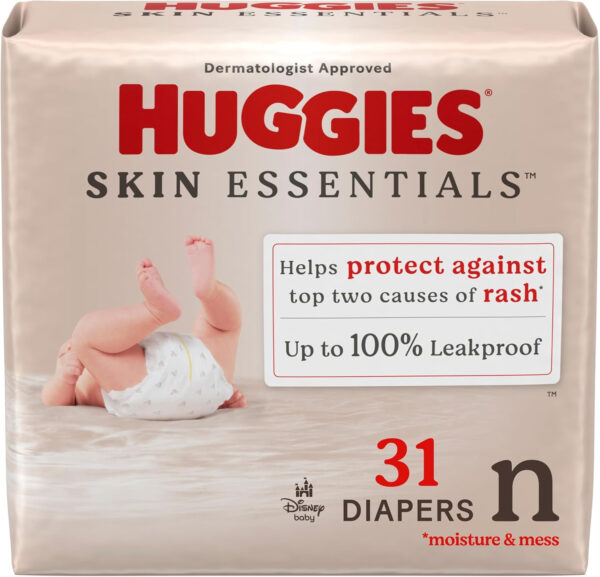 688a77c4d41616136f4987fa2ca79571e557b9bb699be1322f25c.jpg Huggies Size 1 Diapers, Skin Essentials Baby Diapers, Size 1 (8-14 lbs), 204 Count (3 Packs of 68), Packaging May Vary