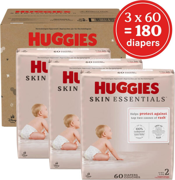 688a77c84a15f657e636794bdc35e635dfc3b52d68076f25877e2.jpg Huggies Size 1 Diapers, Skin Essentials Baby Diapers, Size 1 (8-14 lbs), 204 Count (3 Packs of 68), Packaging May Vary