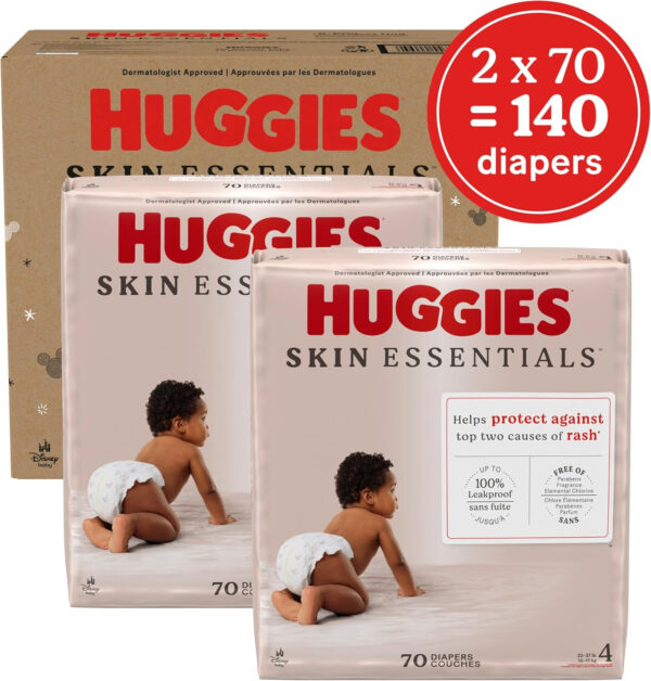 688a77ca30932e23446a5bb2b9a109bd491b649369c80a26830f6.jpg Huggies Size 1 Diapers, Skin Essentials Baby Diapers, Size 1 (8-14 lbs), 204 Count (3 Packs of 68), Packaging May Vary