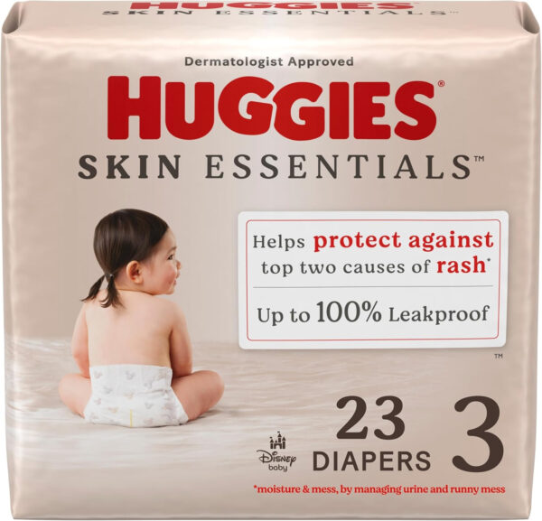 688a77d2818450a0a30088ba3fed6398ed831183175893c735206.jpg Huggies Size 1 Diapers, Skin Essentials Baby Diapers, Size 1 (8-14 lbs), 204 Count (3 Packs of 68), Packaging May Vary