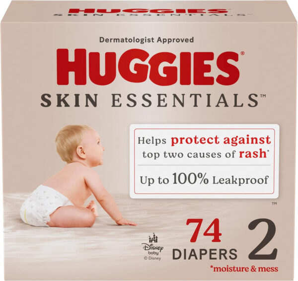 688a77d51efe935d1409faa6e31c01da61a64306f61a92c7eb40a.jpg Huggies Size 1 Diapers, Skin Essentials Baby Diapers, Size 1 (8-14 lbs), 204 Count (3 Packs of 68), Packaging May Vary