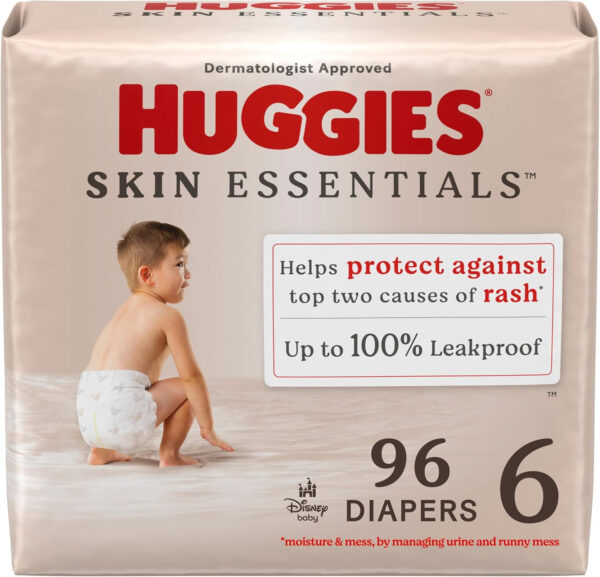 688a77d90665445bff936b8c1cb6b57234e337e638ca77e88ac8d.jpg Huggies Size 1 Diapers, Skin Essentials Baby Diapers, Size 1 (8-14 lbs), 204 Count (3 Packs of 68), Packaging May Vary