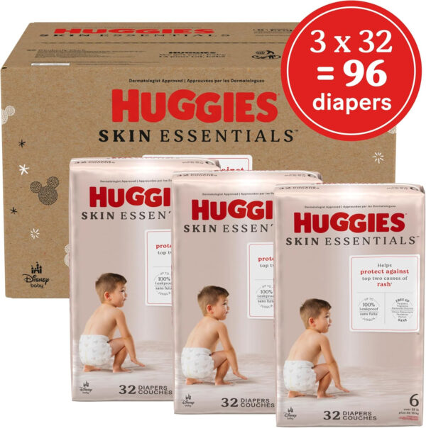 688a77da0331e1d83f20a8c0c8ef1ba30fe61732eabe280d9761b.jpg Huggies Size 1 Diapers, Skin Essentials Baby Diapers, Size 1 (8-14 lbs), 204 Count (3 Packs of 68), Packaging May Vary