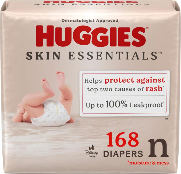 688a77e30354c4b6832534c6dac7d16940e753a59ccf76d9b77fa.jpg Huggies Size 1 Diapers, Skin Essentials Baby Diapers, Size 1 (8-14 lbs), 204 Count (3 Packs of 68), Packaging May Vary