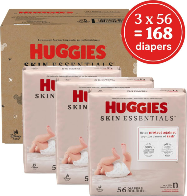 688a77e41353e79eafe99b4424011dc7ab0afad01810259797907.jpg Huggies Size 1 Diapers, Skin Essentials Baby Diapers, Size 1 (8-14 lbs), 204 Count (3 Packs of 68), Packaging May Vary